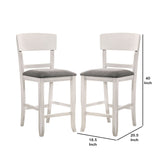 Benzara Wooden Counter Height Chair with Curved Back, Set of 2, White and Gray BM230034 White and Gray Solid Wood, Veneer and Fabric BM230034
