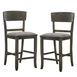Wooden Counter Height Chair with Curved Back, Set of 2, Charcoal Gray