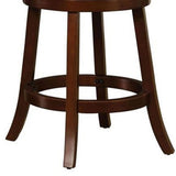 Benzara 24 Inch Swivel Barstool with Splat Back, Brown and Black BM230052 Black, Brown Solid Wood, Leatherette BM230052