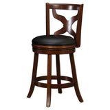 24 Inch Swivel Barstool with Splat Back, Brown and Black