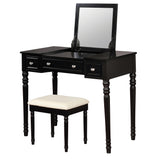 2 Piece Vanity Set with Pull Up Mirror, Black