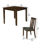 Benzara 5 Piece Wooden Dining Set with Square Table, Brown BM230055 Brown Solid Wood, Leatherette BM230055