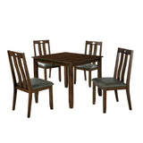 Benzara 5 Piece Wooden Dining Set with Square Table, Brown BM230055 Brown Solid Wood, Leatherette BM230055