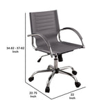 Benzara Leatherette Adjustable Office Chair with Metal Base, Gray BM230060 Gray Metal, Leatherette BM230060
