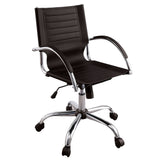 Benzara Leatherette Adjustable Office Chair with Metal Base, Black BM230061 Black Metal, Leatherette BM230061