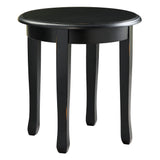 Benzara Wood and Fabric Accent Table and Chair Set, Black and Beige BM230063 Black, Beige Solid Wood, Fabric BM230063
