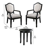 Benzara Wood and Fabric Accent Table and Chair Set, Black and Beige BM230063 Black, Beige Solid Wood, Fabric BM230063