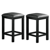 24 Inch Leatherette Stool with Block Legs, Set of 2, Black and Gray