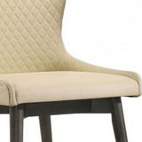 Benzara Diamond Quilted Leatherette Side Chair, Set of 2, Cream BM230083 Cream Solid Wood, Leatherette BM230083