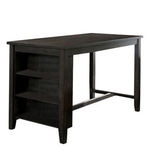 Benzara 36 Inch Counter Height Table with Shelves, Gray BM230085 Gray Solid Wood, Veneer BM230085