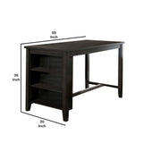 Benzara 36 Inch Counter Height Table with Shelves, Gray BM230085 Gray Solid Wood, Veneer BM230085