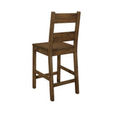 Benzara Rustic Ladder Back Counter Height Chair with Wooden Seat, Set of 2, Brown BM230289 Brown Solid Wood BM230289