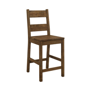 Benzara Rustic Ladder Back Counter Height Chair with Wooden Seat, Set of 2, Brown BM230289 Brown Solid Wood BM230289