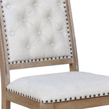 Benzara Button Tufted Fabric Side Chair with Cabriole Legs,Set of 2,Brown and Cream BM230293 Brown and Cream Solid Wood and Fabric BM230293