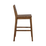 Benzara Plank Style Wooden Bar Stool with Open Low Back, Set of 2, Rustic Brown BM230296 Brown Solid Wood, MDF and Veneer BM230296