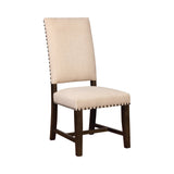 Nailhead Trim Fabric Side Chair with High Back, Set of 2, Beige