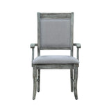 Benzara Wooden Frame Fabric Arm Chair with Cushion Seat, Set of 2, Weathered Gray BM230298 Gray Solid Wood and Fabric BM230298