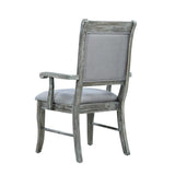 Benzara Wooden Frame Fabric Arm Chair with Cushion Seat, Set of 2, Weathered Gray BM230298 Gray Solid Wood and Fabric BM230298