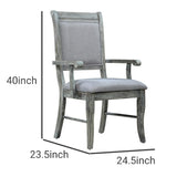 Benzara Wooden Frame Fabric Arm Chair with Cushion Seat, Set of 2, Weathered Gray BM230298 Gray Solid Wood and Fabric BM230298