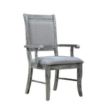 Wooden Frame Fabric Arm Chair with Cushion Seat, Set of 2, Weathered Gray