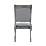 Benzara Wooden Frame Fabric Side Chair with Cushion Seat, Set of 2, Weathered Gray BM230299 Gray Solid Wood and Fabric BM230299