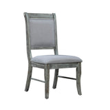 Wooden Frame Fabric Side Chair with Cushion Seat, Set of 2, Weathered Gray