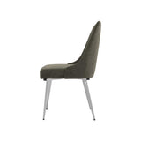 Benzara Padded Side Chair with Angular Legs, Set of 2, Chrome and Gray BM230322 Silver, Gray Fabric, Metal BM230322