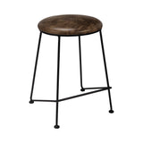 Round Counter Height Stool with Metal Legs, Brown and Black