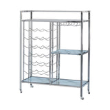 Metal Serving Cart with Wine and Stemware Rack, Silver