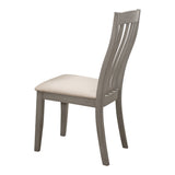 Wooden Side Chair with Slatted Design Backrest, Set of 2, Gray