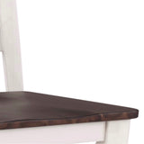 Benzara Wooden Side Chair with Ladder Back, Set of 2, White and Brown BM230346 White and Brown Solid Wood BM230346