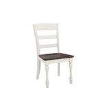 Wooden Side Chair with Ladder Back, Set of 2, White and Brown