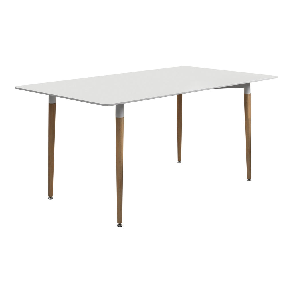 Benzara Mid Century Wooden Dining Table with Round Tapered Legs, Gray BM230347 Gray Solid Wood BM230347