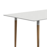 Benzara Mid Century Wooden Dining Table with Round Tapered Legs, Gray BM230347 Gray Solid Wood BM230347