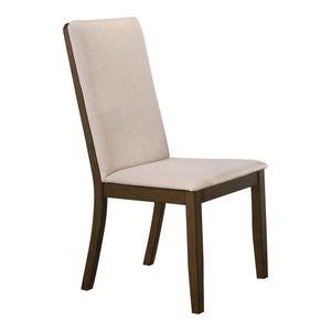 Benzara Fabric Dining Chair with Wooden Backing, Set of 2, Beige BM230350 Beige Solid Wood and Fabric BM230350
