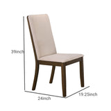 Benzara Fabric Dining Chair with Wooden Backing, Set of 2, Beige BM230350 Beige Solid Wood and Fabric BM230350