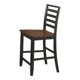 Dual Tone Wooden Counter Height Chair with Ladder Back, Set of 2, Black