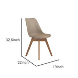 Benzara Fabric Dining Chair with Bucket Cushion Seat, Set of 2, Taupe Brown BM230357 Brown Solid Wood and Fabric BM230357