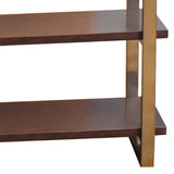 Benzara Metal Frame Bookcase with 6 Tier Wooden Shelves, Brass BM230360 Brass Solid Wood and Metal BM230360