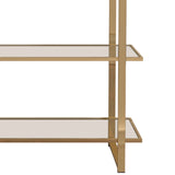 Benzara Metal Frame Bookcase with 5 Tiered Display Glass Shelves, Gold and Clear BM230361 Gold and Clear Metal and Glass BM230361