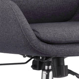 Benzara High Cushioned Tufted Back Fabric Office Chair with Star Base, Gray BM230363 Gray Metal and Fabric BM230363
