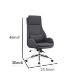 Benzara High Cushioned Tufted Back Fabric Office Chair with Star Base, Gray BM230363 Gray Metal and Fabric BM230363