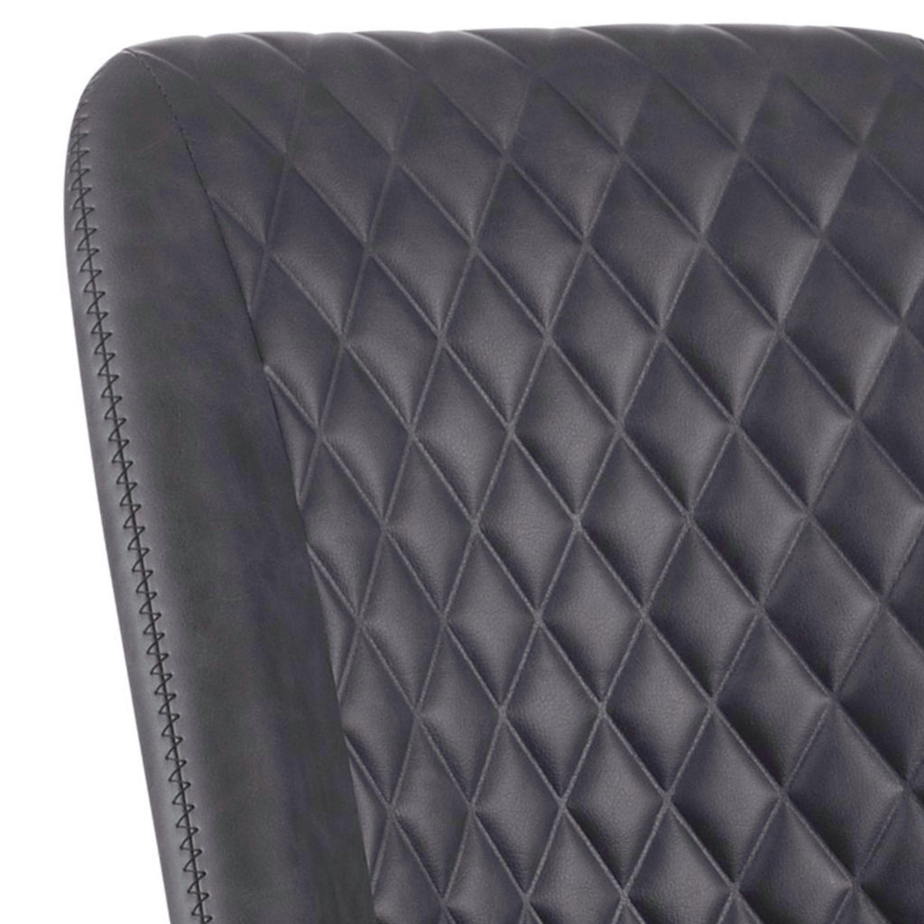 Benzara Diamond Pattern Stitched Leatherette Office Chair with Star Base, Gray BM230364 Gray Metal and Leatherette BM230364
