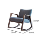 Benzara Fabric Rocking Chair with Open Wooden Arms, Gray and Brown BM230367 Gray and Brown Solid Wood and Fabric BM230367