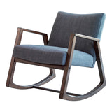 Benzara Fabric Rocking Chair with Open Wooden Arms, Gray and Brown BM230367 Gray and Brown Solid Wood and Fabric BM230367