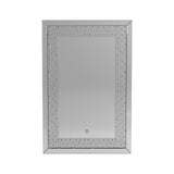 Rectangular Shape Wall Mirror with LED Fixture, Silver