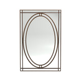 Benzara Rectangular Beveled Wall Mirror with Trim Accent Edges, Silver BM230371 Silver Solid Wood and Mirror BM230371