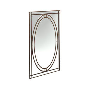 Benzara Rectangular Beveled Wall Mirror with Trim Accent Edges, Silver BM230371 Silver Solid Wood and Mirror BM230371