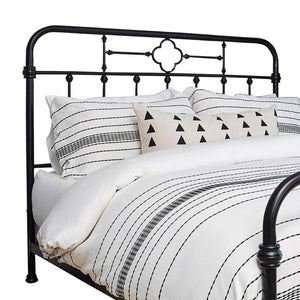 Benzara Pipe Design Metal Queen Headboard with Curved Corners, Black BM230381 Black Metal BM230381