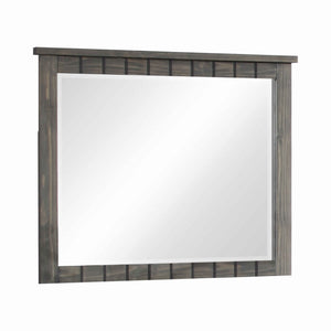 Benzara 44 Inch Rectangular Molded Wood Frame Mirror, Gray BM230386 Gray Solid Wood BM230386